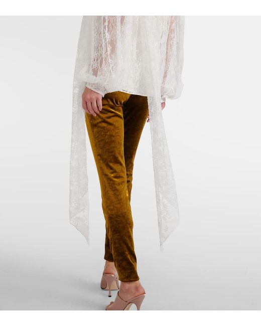 Gucci White Scarf-Detail Sheer Floral Blouse