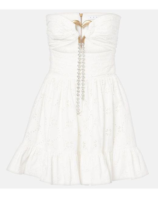 Area White Draped Cotton Minidress