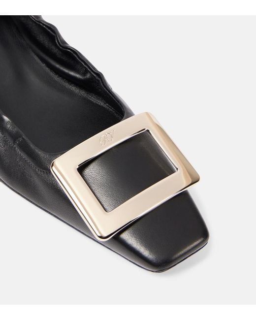 Roger Vivier Black Belle Vivier Leather Ballet Flats