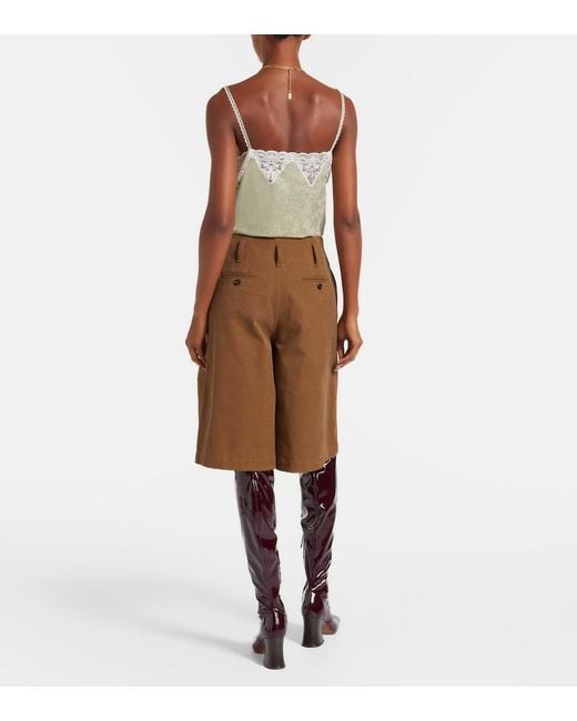 Chloé Brown High-Rise Cotton Canvas Bermuda Shorts