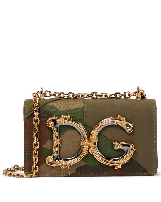 Dolce & Gabbana Phone Bag DG Girls aus Camouflage-Patchwork in Grün Damen Taschen Umhängetaschen und Geldbörsen 
