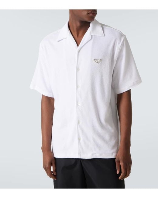 Camicia Bowling di Prada in White da Uomo