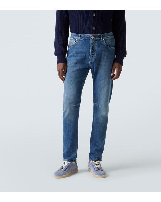 Brunello Cucinelli Mid-Rise Slim Jeans in Blue für Herren