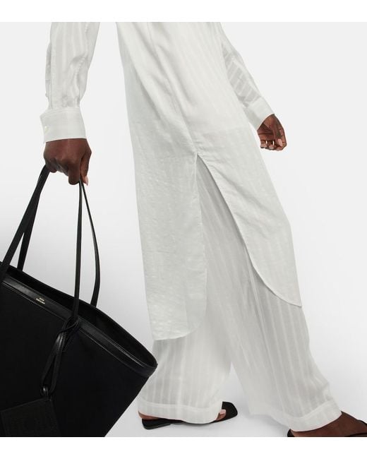 Totême White Striped Jacquard Shirt Dress