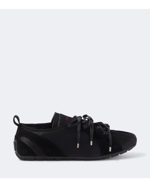 Simone Rocha Black Ballerina Grip Suede-Trimmed Satin Sneakers for men