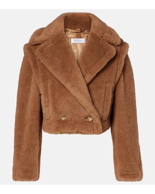 Max Mara Brown Santos Cropped Camel Hair And Silk Jacket