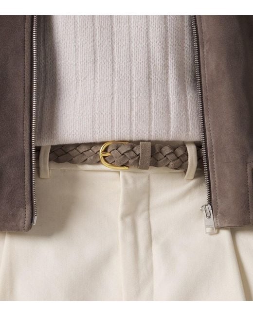 Lardini Brown Braided Suede Belt for men