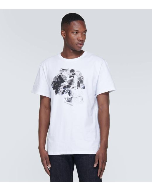 Alexander McQueen Cotton Jersey T-shirt in White for Men | Lyst