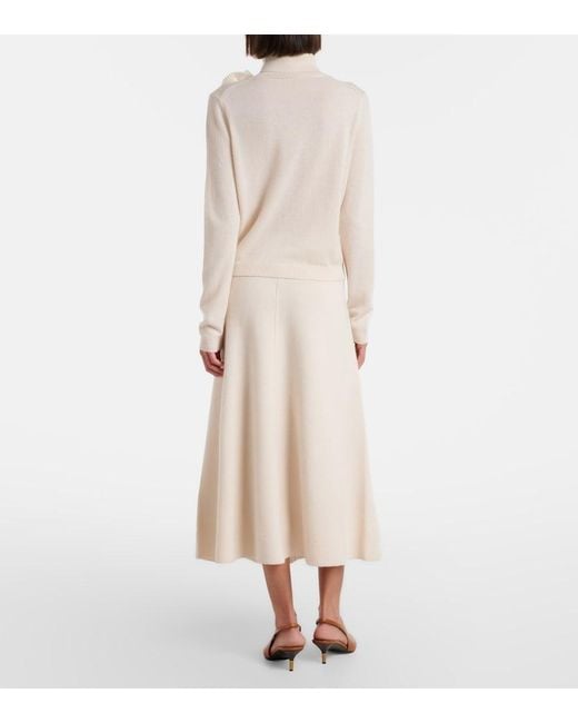 Jardin Des Orangers White Wool And Cashmere Midi Skirt