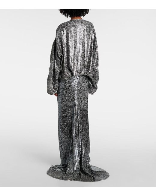 Dries Van Noten Black Sequined Gathered Blouse