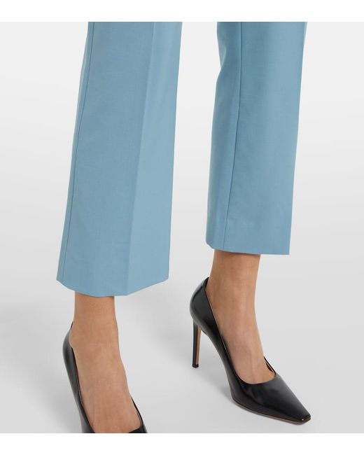 Veronica Beard Blue Arte Cropped Wool-Blend Slim Pants