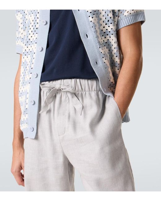Frescobol Carioca Gray Luan Linen And Cotton-Blend Straight Pants for men