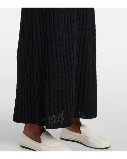 Totême  Black Cable-Knit Wool Maxi Dress