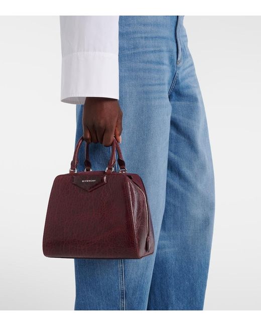 Givenchy Red Antigona Cube Mini Patent Leather Tote Bag