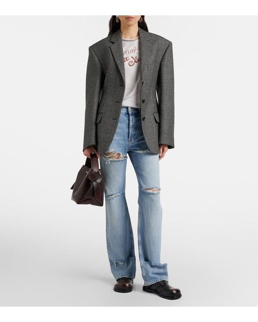 Acne Blue Distressed Straight Jeans