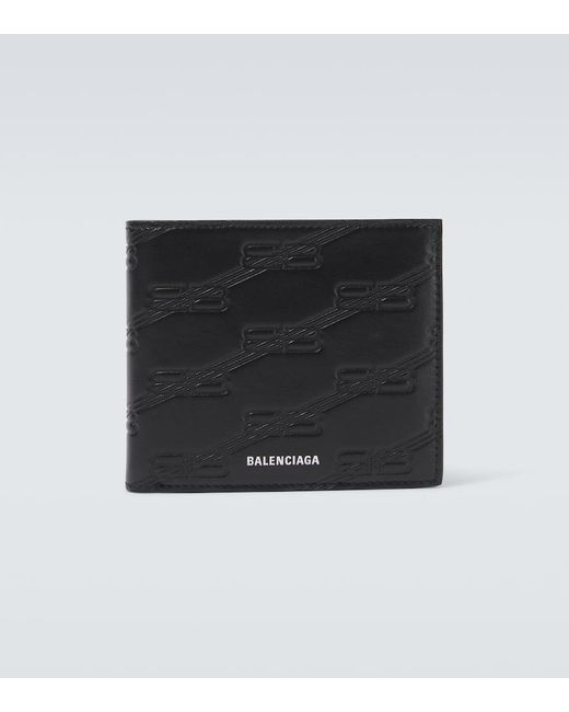Balenciaga Embossed Monogram Quadratische Falt-Brieftasche Aus Boxkalbleder in Black für Herren