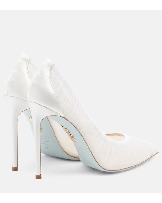 Aquazzura White Voile 105 Satin-Trimmed Tulle Pumps