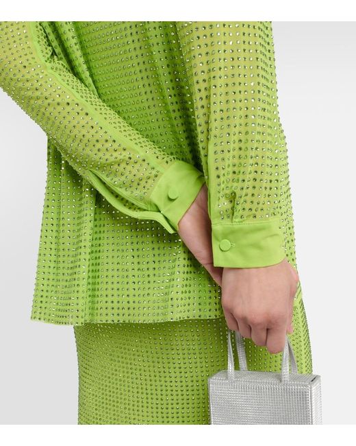 Self-Portrait Green Embellished Shirt