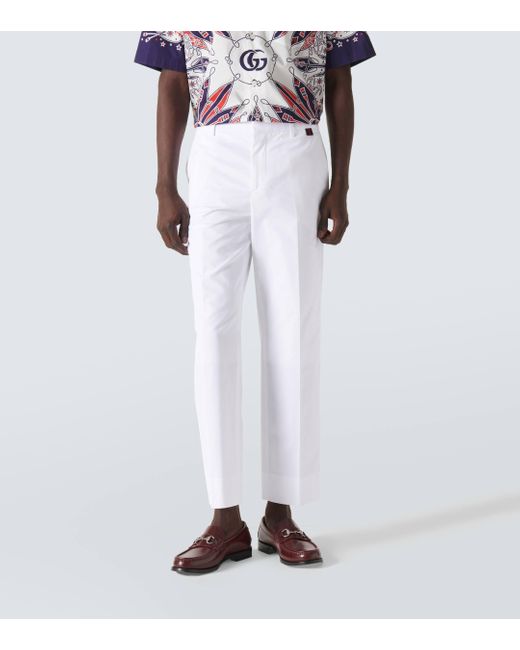 Pantalon en coton Gucci pour homme en coloris White