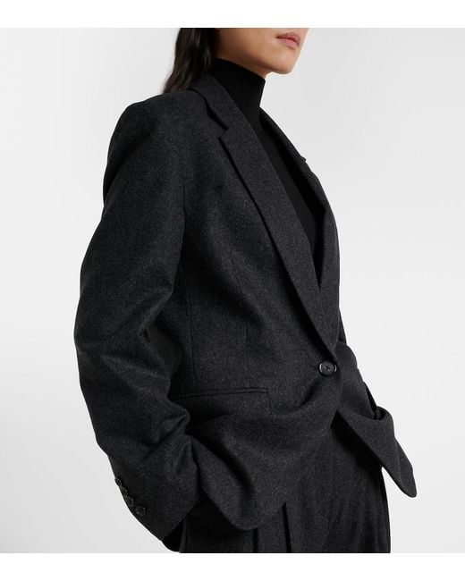 Totême  Black Wool-Blend Flannel Blazer