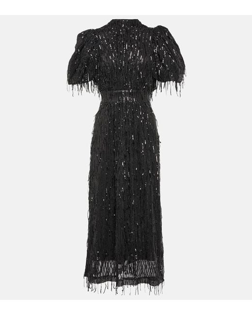 Rotar El Vestido Midi De Lentejuelas Fruncido ROTATE BIRGER CHRISTENSEN de color Black
