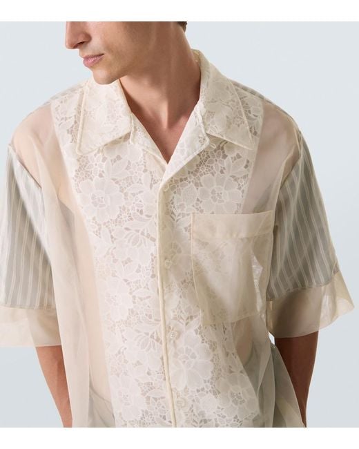 Camisa Bowling De Encaje Con Patchwork Simone Rocha de hombre de color White
