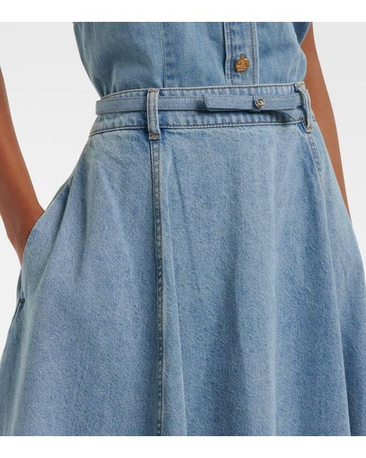 Gonna Midi Crush Denim Full di Zimmermann in Blue