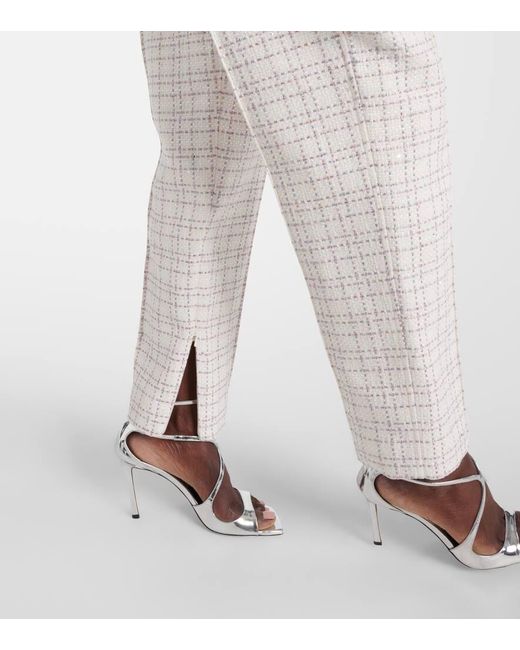 Pantalones de tweed de mezcla de algodon Elie Saab de color White