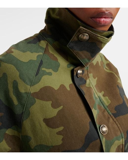 Nili Lotan Green Andrew Camouflage Leather-Trimmed Cotton Jacket
