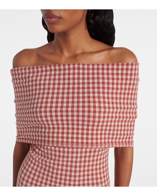 Alaïa Red Vichy Knit Dress