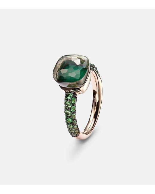 Pomellato Green Nudo 18Kt Rose And Ring With Malachite, Prasiolite, And Tsavorite