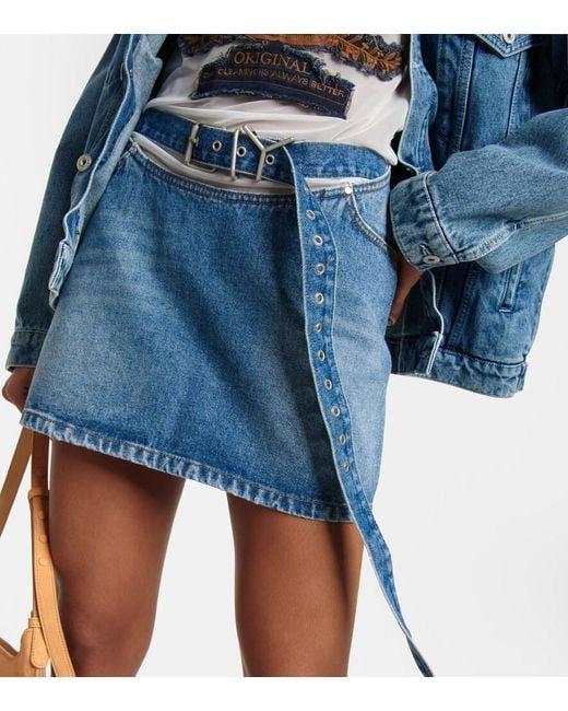 Y. Project Blue Cut-out Denim Miniskirt
