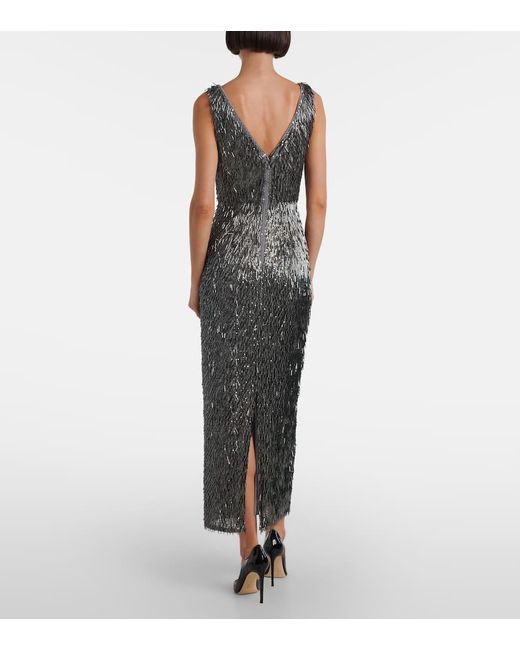 Erdem Gray Embellished Cocktail Dress