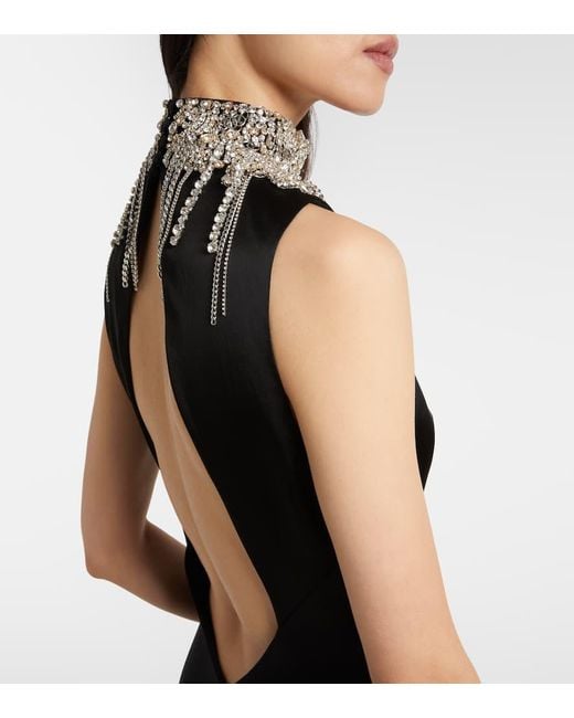 Alexander McQueen Black Embellished Open-Back Gown