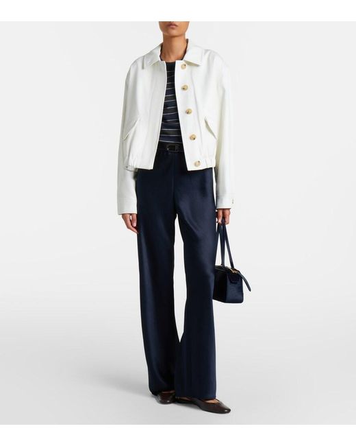 Vince White Cotton Twill Blouson Jacket