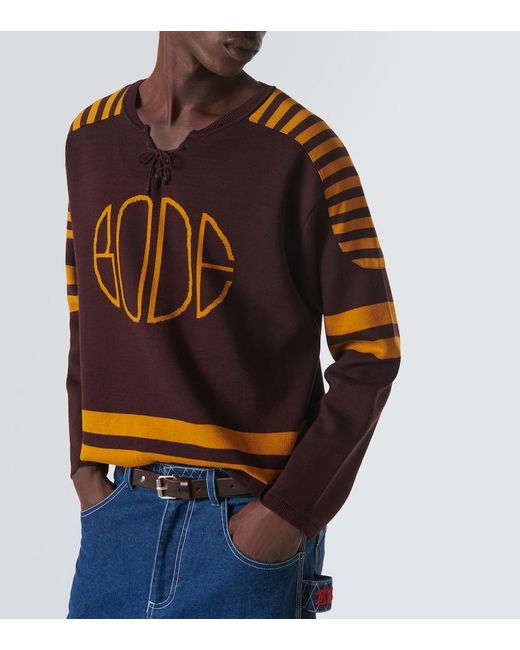 Bode Blue Rink Cotton Jacquard Sweater for men