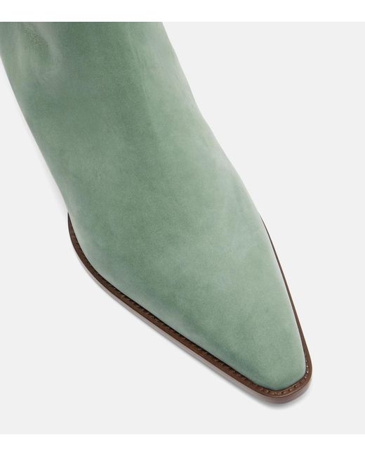 Manolo Blahnik Green Ankle Boots Aliera 50 Aus Veloursleder