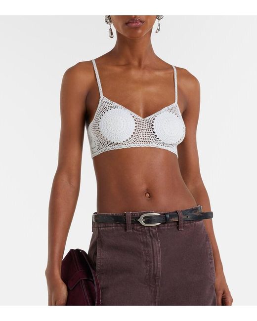 Magda Butrym White Crochet Cotton Bra