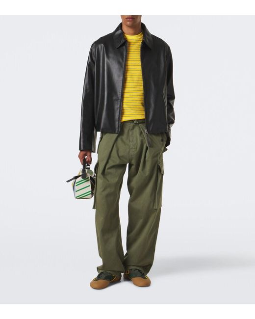 Loewe Yellow Striped Cotton-Blend Terry T-Shirt for men
