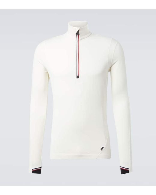 Moncler White High Performance Jersey Ski Top for men