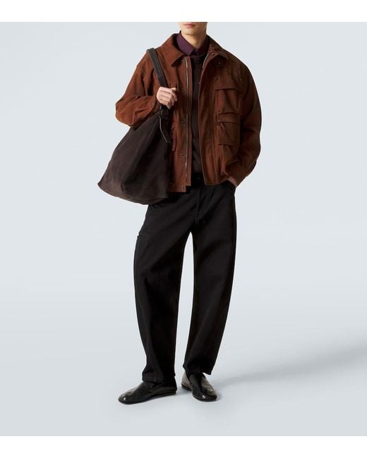 Lemaire Black Belted Suede Shoulder Bag for men