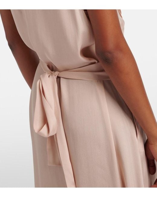 Maison Margiela Pink Belted Lace-Trimmed Midi Dress