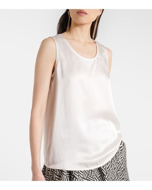 Max Mara White Estri Satin Top