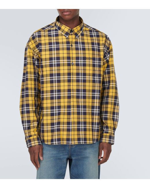 Givenchy Yellow Checked Cotton Shirt for men