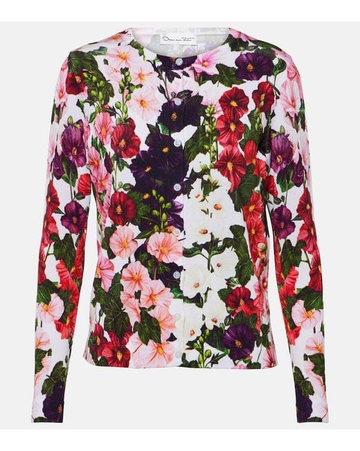 Oscar de la Renta Red Cardigan Aus Einem Baumwollgemisch