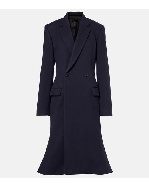 Abrigo Godet De Lana Balenciaga de color Blue