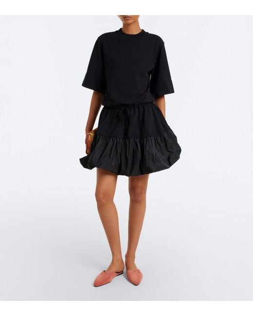 Patou Black Faille-Trimmed Cotton Minidress