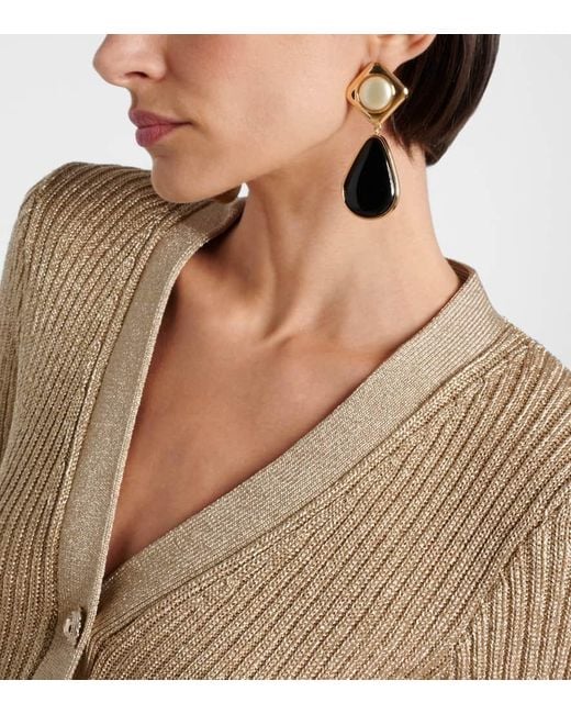 Self-Portrait Black Plated Drop Earrings