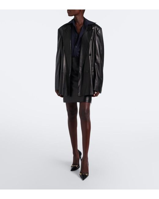 Gucci Black Double-Breasted Leather Jacket