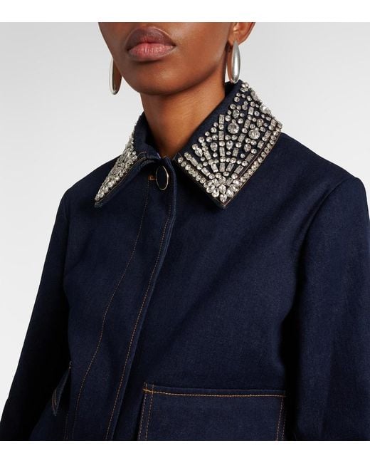 Veronica Beard Blue Barrington Embellished Denim Jacket